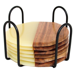 Dessous de verre en bois réutilisable avec marbre fait à la main pour la décoration de table de cuisine bar à thé essentiel cadeau utilitaire moderne approvisionnement en vrac - Product Image 1