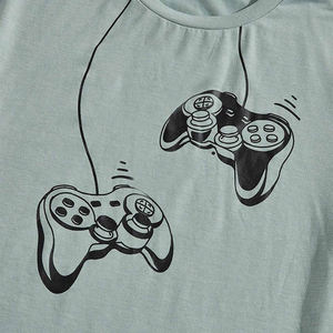 Conjunto de camisa y pantalones cortos con cuello redondo de manga corta para hombre, camisetas transpirables con estampado personalizado de dos piezas a la moda - Product Image 6