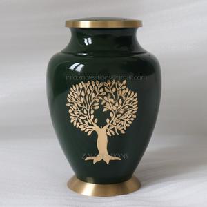 โกศใส่เถ้ากระดูกข้าวสาลีอาเรียทำจากทองเหลืองขนาด10นิ้วสำหรับเผาเถ้ามนุษย์และขี้เถ้าศพอุปกรณ์สำหรับงานศพจากอินเดีย - Product Image 4