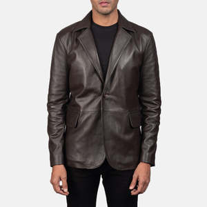 Blazer en cuir marron Daron, style mode, fermeture simple ou double boutonnage, motif imprimé, longueur longue, grande taille, tricoté - Product Image 1