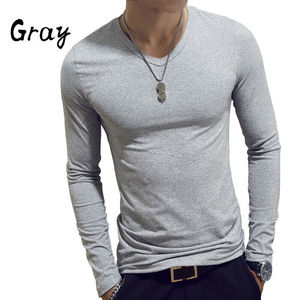 Camiseta de verano para hombre, de manga larga Camiseta ajustada con cuello en V, camiseta informal, blusa, camisetas con cuello redondo - Product Image 4
