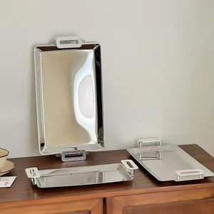 Bandeja de barra de acero contemporánea con acabado de espejo limpio para bebidas - Product Image 4