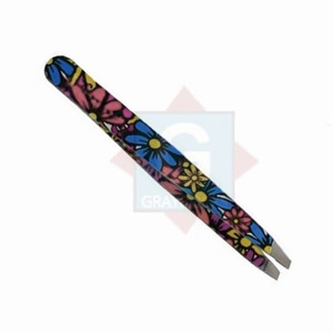 Pinzas de cejas inclinadas de calidad superior Pinzas de cejas con logotipo personalizado de acero inoxidable - Product Image 1