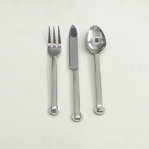 Poignées en rotin Couverts Ensemble de 5 couverts en acier inoxydable Table à manger parfaite Ustensiles de cuisine Usage quotidien Couverts plaqués couleur argent - Product Image 4