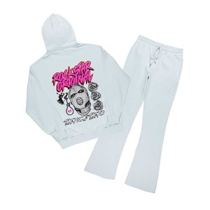 ชุดวอร์มสำหรับผู้ชายชุดวอร์มมีฮู้ดและกางเกงชุดวอร์มผ้าซีดซีดซีดซีดกรดใช้ได้ทั้งชายและหญิง - Product Image 4