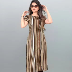 เสื้อเครพเคอร์ติสีน้ำตาลพรีเมี่ยม, เสื้อแขนแฟชั่นใหม่เสื้อผ้าลำลองพิมพ์ลายชาติพันธุ์สำหรับงานปาร์ตี้เทศกาลอินเดียปากีสถาน - Product Image 1