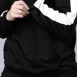 Sudadera con Capucha Personalizada OEM para Hombre, Negra con Franja Lateral Blanca, Sudadera de Forro Polar, Ropa Urbana, Ajuste Atlético, Venta al por Mayor de Fábrica, MOQ Bajo, al por Mayor - Product Image 2