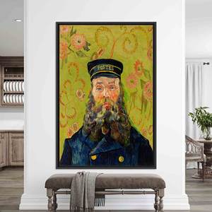 Retrato de 'El Postero Roulin' de Van Gogh: Lienzo Impreso Personalizado para Decoración de Pared, Lienzo con Marco NEGRO - Product Image 1