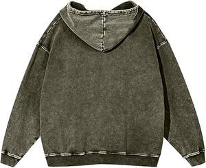 100% algodón Vintage ácido lavado pulóver Unisex desgastado Sudadera con capucha holgada hombres de gran tamaño invierno estampado Sudadera con capucha - Product Image 4