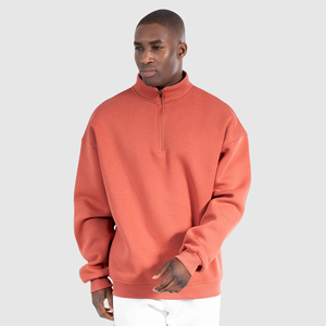Vente en gros Sweat-shirt en molleton surdimensionné à demi-fermeture éclair personnalisé pour hommes Impression par transfert de logo brodé 290Gsm filaire - Product Image 6