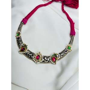 Collier en argent 925 avec motif floral Anokhi Fusion Chittai réglable pour mariages - Product Image 2