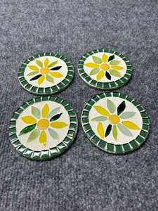 <b>Green</b> Glass Mosaic <b>Coaster</b> Set With Holder Cement Base Drink Cup Mat Tabletop Protection Dining Kitchenware Restaurant Bar - Product Image 4