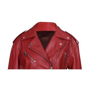 Veste de moto en cuir d'agneau véritable pour femme, imprimée, fermeture éclair sur le devant, personnalisable, hiver, écologique, séchage rapide, coupe-vent, chauffante - Product Image 4