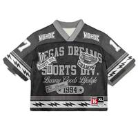 T-shirt en maille surdimensionné de style streetwear gothique Y2K pour homme, style maillot de football avec design imprimé et col en V