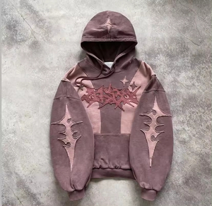 เสื้อมีฮู้ดสไตล์สตรีทแวร์ของผู้ชายผ้าขนแกะขนาดใหญ่พิเศษดีไซน์แบบมีซิปปักลายนูนแนวสปอร์ตออกแบบได้ตามต้องการ - Product Image 4