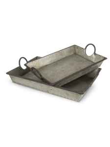 Vente en gros Plateau de service rectangulaire en métal galvanisé, fer et zinc, style fermier élégant pour la décoration intérieure et le rangement de la cuisine - Product Image 4