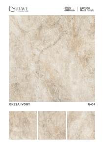 Designs modernes Carreaux vitrifiés émaillés en porcelaine de haute qualité 600x600mm Finition mate avec finition sculptée - Product Image 4