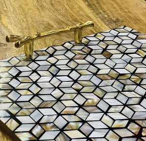 Meilleur prix Trendy Arabe Style Nacre Incrustation Rectangle Forme Plateau Vintage De Luxe Vadrouille Incrustation Plateau De Service Plateau À Chocolat - Product Image 2