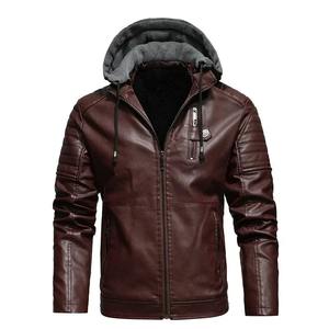 Casual White Motorcycle <b>Jackets</b> Fashion Leather <b>Jacket</b> Men Autumn Fleece Liner Leather Coats with <b>Hood</b> Winter Male Clothing - Product Image 5