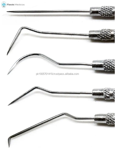 Juego de 5 sondas exploradoras dentales manuales de acero y metal Escalador dental para instrumentos de limpieza y examen de higiene - Product Image 3