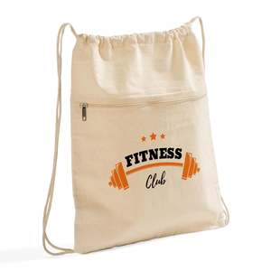 Customized <b>Large</b> Cotton Canvas <b>Drawstring</b> <b>Bag</b> Casual Reusable & Portable with Zipper Personalized Logo - Product Image 4