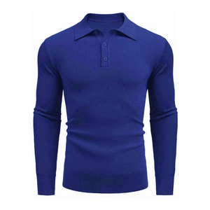 New Arrival Mens Knit Polo <b>Shirts</b> Long Sleeve Casual Polo Sweaters <b>Shirt</b> <b>Waffle</b> Textured Collared Sweater - Product Image 6