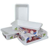 Couvercle de seau rectangulaire DKK645 de 645 ml en PP IML, recyclable et inviolable, avec logo personnalisé pour emballage alimentaire, crème glacée, dattes, beurre