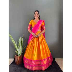 LANCEMENT DU NOUVEAU FESTIVE WEAR LEHENGA CHOLI AVEC TISSU DUPATTA COTON AVEC BIG BORDER TISSÉ TRAVAIL - Product Image 1