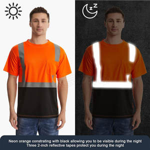 T-shirt de sécurité réfléchissant à manches courtes, dernière conception d'usine, haute visibilité, vêtements de travail de sécurité, coton certifié EN - Product Image 4