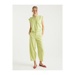 Pantalones de Mujer Estilo Urbano, Acampanados, Transpirables, de Spandex/Algodón, Tejido PU Teñido en Hilo, Corte Regular - Product Image 4