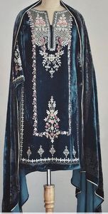 NEWLY--EMBROIDERY ON LONG KURTA ,SALWAR DRESS EMBELLISH WITH CRYSTAL GLASS BEADS,DABKA ,WORK for Party-WEAR/WEDDING @ 2022 - Product Image 2