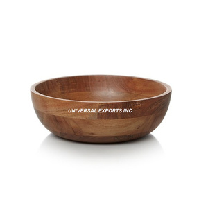 Ensaladera de madera con acabado natural Mesa de forma redonda Tazón dulce hecho a mano Tazón dulce de madera de diseño de forma redonda - Product Image 1