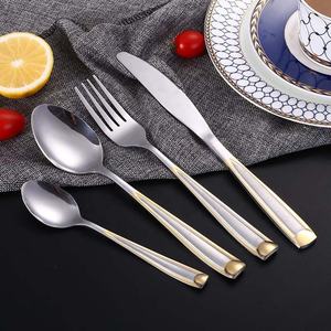 New Thick Long Half Hammered Handle Stainless Steel Royal Silver Plated Silverware Spoon Fork and Knife Cutlery Set - Product Image 3