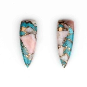 10x30mm naturel Turquoise cuivre pierres précieuses Cabochon plat Long trillion Quartz fabrication de bijoux opacité variété pierres précieuses en vrac - Product Image 5