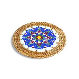 Decorative Rattan <b>Coaster</b> With Natural Woven Texture For Cup <b>Glass</b> And Mug Use - Product Image 1