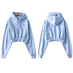 Top court sur mesure abordable pour femmes Sweat à capuche athlétique de qualité supérieure Mode urbaine Sweat à capuche simple pour femmes 100% coton - Product Image 2