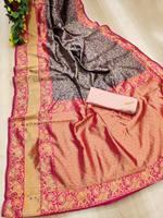 Neuer exklusiver Designer Traditioneller Baumwoll imitat Banarasi Bollywood Saree für Hochzeit und Festival Hochwertig