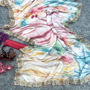 Blusa Sari estampada de tela de Chinon suave y pesada de moda superventas, sari nupcial exclusivo elegante para fiestas de invierno - Product Image 6