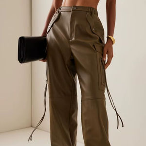 Affordable Leather Trousers <b>for</b> <b>Women</b> OEM Genuine Leather <b>Pant</b> Streetwear Casual Office <b>Formal</b> Stylish Export Quality Trending - Product Image 1