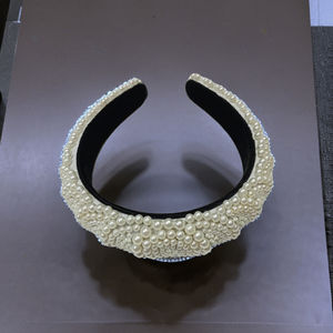 Nouveau serre-tête en perles dorées fait main pour mariages, réceptions, festivals, fêtes, serre-tête en perles métalliques à bulles, serre-tête en tissu pour femmes, fête de mariage - Product Image 5