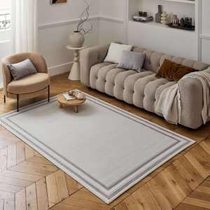 Tapis de couloir à bordure crème-gris Carmel, série 6060 - Product Image 2