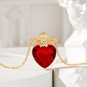 Collier en argent sterling Jeulia avec cœur de Cupidon, diamant et perle d'eau douce en or rose - Product Image 5