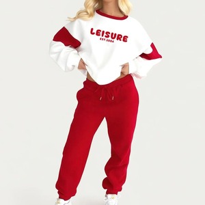 Chándal OEM de alta calidad con cuello redondo y manga larga, bordado con hombros caídos, chándal con logotipo personalizado para mujer - Product Image 3