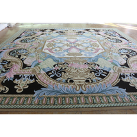Chinese Hand Tufted Wool Aubusson Savonnerie Rug Black Blue