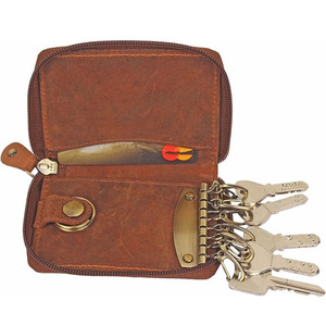 Cartera Porta Llaves Táctica de Cuero Genuino Premium para Exteriores, con Protección RFID, Múltiples Ganchos para Llaves, Ranuras para Tarjetas, Bolsillo con Cremallera, en Venta - Product Image 1