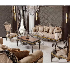 Juego de sofá de 5 piezas de madera de teca maciza de estilo clásico, sala de estar italiana, juego de sofá de 8 plazas lujoso hecho a medida, fabricante de exportaciones DST - Product Image 1