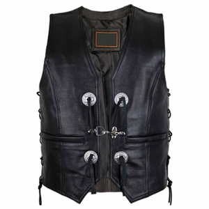 Venta caliente Premium Cowhide Reversible High Street Fashion Chaleco de cuero sin mangas para el verano Precio al por mayor - Product Image 1