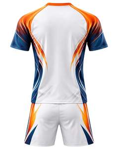 Manufacture Customized Sports Jersey And <b>Shorts</b> Set <b>White</b> Orange Blue Polyester Breathable Sublimation Printed Team Uniform - Product Image 2