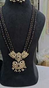 El juego de collar antideslustre más antiguo con cuentas de Kundan y gotas de perlas Meenakari para apariencia nupcial, producto indio de joyería a granel - Product Image 4