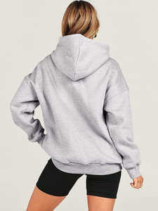 Heavyweight Cotton Fleece Grey Hoodie Manufacturer Supplier Custom Logo Pullover or <b>Zipper</b> Unisex College Wear OEM ODM - Product Image 3